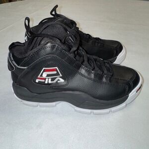 Fila Grant Hill 2 Mid Top Sneakers Youth Kids Size 6 US Black Basketball Shoes